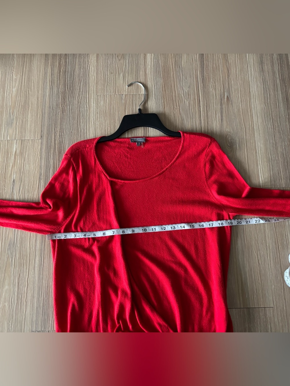 Vince Camuto Sweater Red Faux Wrap Pullover Cotton Modal Womens L Preppy Classic - Picture 8 of 10